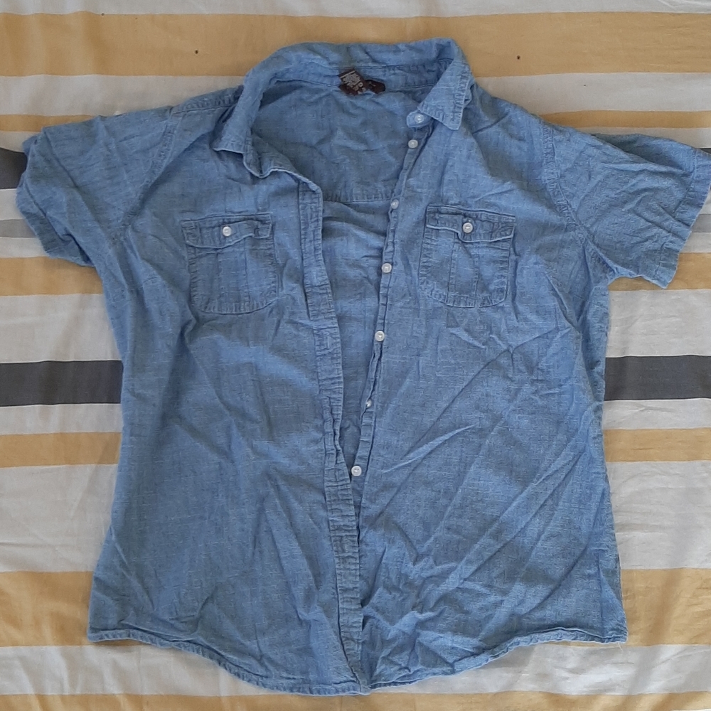 Bit and Bridle Denim-Looking Button Short Sleeve